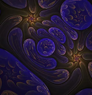 Surreal abstract fractal with rounded and flowers shapes