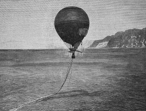 Swedish engineer and Arctic explorer Salomon Andree departs with Fraenkel