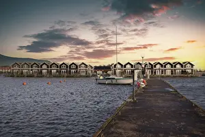 Swedish holiday homes in the water by the harbour of Sunnana Hamn