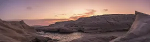 Sweeping panoramic view of Sarakiniko beach on Milos Island
