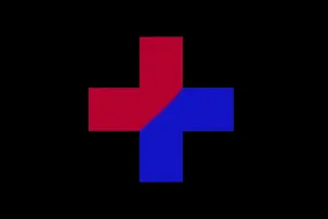 Swiss Flag with Cross and with Red and Blue Colors on Black Background in Switzerland