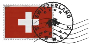 Switzerland flag Stamp with National Flag and Postmark
