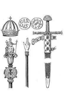 Sword, sceptre, rod of judgement and crown