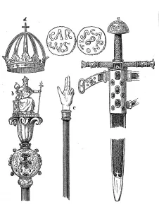 Sword, sceptre, staff and crown of Charlemagne