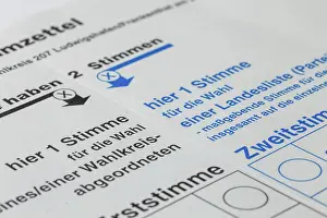 Symbol image of the Bundestag election Germany : Close-up of a ballot paper
