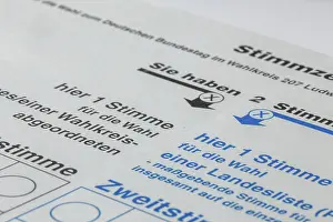 Symbol image of the Bundestag election Germany : Close-up of a ballot paper