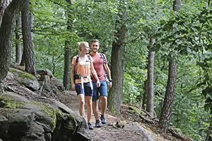 Symbolic image: Young couple hiking in the Palatinate Forest