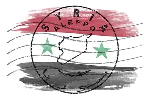 Syria Aleppo Round Seal Map Design