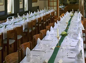 Table setting in the restaurant of a wedding