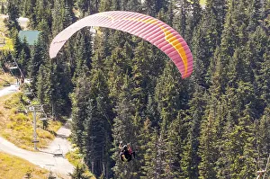 Take-off from Grouse Mountain near Vancouver by Paragliders