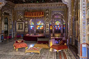 Takhat Vilas (Maharaja Takhat Singh's Chamber) decorated room in Mehrangarh fort Jodhpur