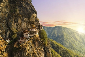 Category Buddhism Prints: Taktshang Goemba Dzong in a mountain cliff