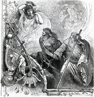 Tannhaeuser with Mrs. Venus, historical illustration from Otto von Leixner: Illustrated History of German Literature