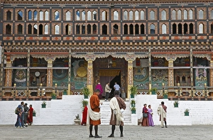 Category Buddhism Prints: Tashichho Dzong, Buddhistic monastery
