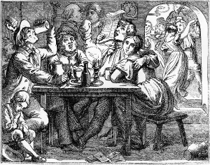 In the tavern with wine, beer and dancing