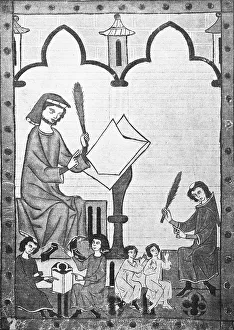 Teacher und child in the middle ages from the Codex Manesse