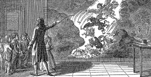 Teaching lesson 1799, a teacher shows children a painting representing the hellish pace