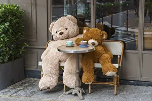 Framed Print : Teddy bears sitting at the table in Cafe Saint Honore Framed Print : Teddy bears sitting at the table in Cafe Saint Honore