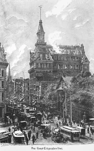 Telegraph office, street, traffic