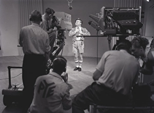 Television in the 1940s. Actor Max Hansen performing on live televison 1948