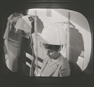 Television in the 1950s. A typical tv screen photographed when a broadcast is