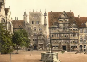 Tempelhaus, Tempelherrenhaus and Wedekindhaus on the market square in Hildesheim