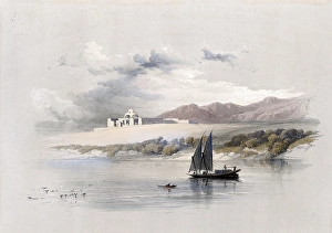 Temple of Amada of Hassaya in Nubia, Egypt, c. 1850, Historical, digitally restored reproduction from a 19th century original, exact date unknown, AI generated, Africa