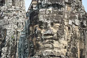 Temple Bayon in Angkor - giant face of buddhist deity Avalokitesvara