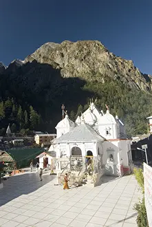 Category Historic EN Prints: Temple of ganga river devi at Gangotri in morning time