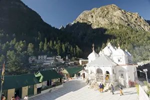 Category Historic EN Prints: Temple of ganga river devi at Gangotri in morning time