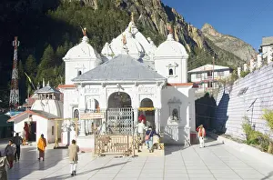 Category Historic EN Prints: Temple of ganga river devi at gangotri in morning time
