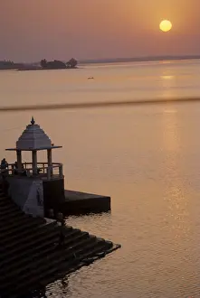 Temple at lake, bhopal, madhya pradesh, india