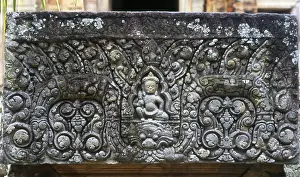The temple at Phnom Chisor is constructed of brick and laterite with lintels and doorways of sandstone