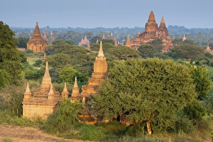 Category Buddhism Prints: Temples, stupas and pagodas in the temple complex of the Plateau of Bagan