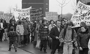 Tenants of Neue Heimat in Dortmund-Scharnhorst protested against rent increases in their housing estate with a