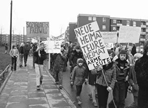 Tenants of Neue Heimat in Dortmund-Scharnhorst protested against rent increases in their housing estate with a