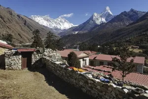 Category Buddhism Prints: Tengpoche Monastery in front Mt
