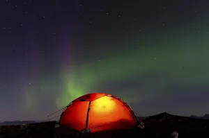 Tent in mountain landscape, Sarek National Park