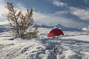 Tent in mountain landscape, Sarek National Park