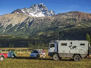 Tents on campsite in village Villa Cerro Castillo