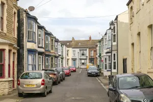 Terraced house with bow windows