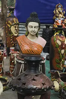 Terracotta idol of Lord Buddha Pune Maharashtra India Asia Dec 2011