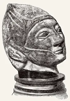 Terrakottakopf eines Mannes, Kypro-Archaikum II 600 v