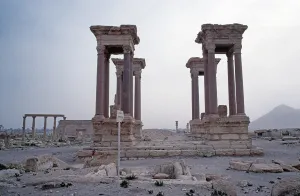 Tetrapylon, Palmyra, Syria, May 1987, vintage, retro, old, historical, Asia