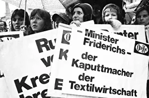 The Textile and Garment Workers Union (GTB) demonstrated in Bonn with about 10