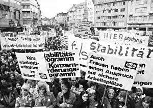 The Textile and Garment Workers Union (GTB) demonstrated in Bonn with about 10