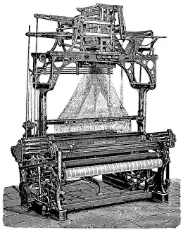 Textile Industry in 1890, Double-Change Chair with Jaquard Machine of the Saxon Machine Factory