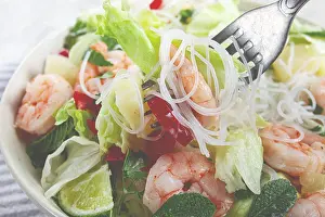 Thai salad with shrimp and rice noodles