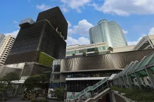 Thailand, Bangkok downtown business and financial district panoramic skyline