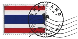 Thailand Hat Yai Stamp with National Flag and Postmark